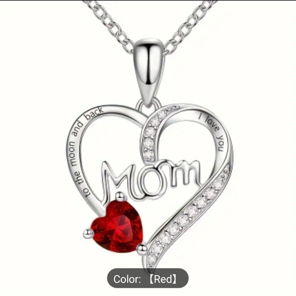 Heart-Shaped 'Mom' Pendant Necklace